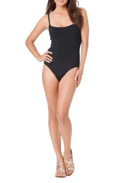 Anne Cole - Classic Moderate Leg Maillot One Piece Swimsuit -Chic Swimwear Shop 18mo00101 blk f 9 5539bc44 e847 4773 892d 076d9ccbb7f4