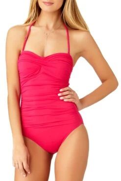 Anne Cole - Shirred Bandeau One Piece Swimsuit