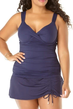 Anne Cole Plus - Sarong Skim Skirt -Chic Swimwear Shop 19pt20101 19pb40701 nvy 1906 front 1