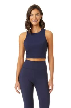 Anne Cole Active - Women's High Neck Crop Top -Chic Swimwear Shop 21MT238 21MB375 NEWNAVY 1097 ccexpress