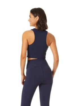 Anne Cole Active - Women's High Neck Crop Top -Chic Swimwear Shop 21MT238 21MB375 NEWNAVY 1117 ccexpress 1
