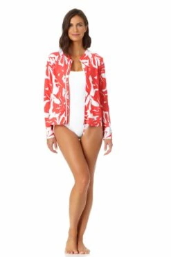 Anne Cole - Long Sleeve Zip Front Rash Guard Top -Chic Swimwear Shop 22MC54418 COPT 2371 8fe4af99 4706 4e1c 9959 5f07b2096c3b