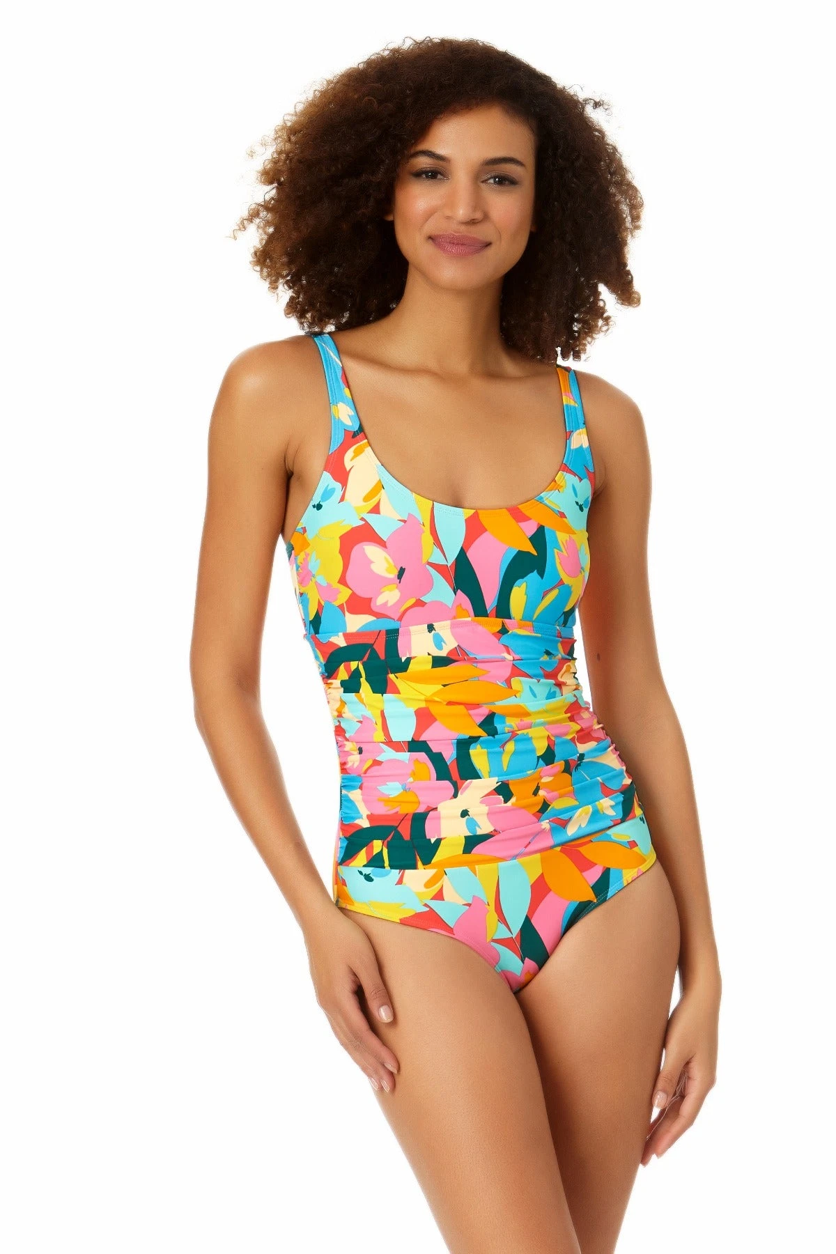 Anne Cole - Scoop Neck Shirred One Piece Swimsuit 3 Anne Cole - Scoop Neck Shirred One Piece Swimsuit
