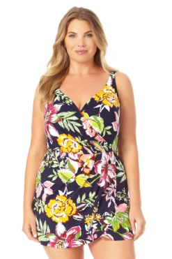 Anne Cole Plus - Swim Dress With Skirted Bottom