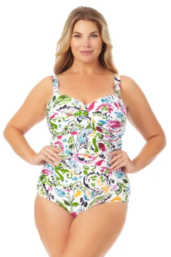Chic Swimwear Shop 10 Anne Cole Plus - Twist Front Shirred One Piece Swimsuit