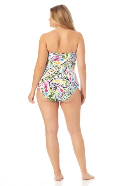 Anne Cole Plus - Twist Front Shirred One Piece Swimsuit -Chic Swimwear Shop 22PO00597 MULT 390