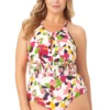 Anne Cole Plus - High Neck Smocked One Piece Swimsuit -Chic Swimwear Shop 22PO05263 MULT 043 FRONT