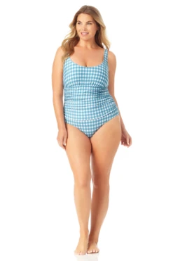 Anne Cole Plus - Scoop Neck Shirred One Piece Swimsuit -Chic Swimwear Shop 22PO05357 BLPP 480