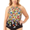 Anne Cole Plus - High Neck With Ruffle Straps One Piece Swimsuit -Chic Swimwear Shop 22PO06469 MULT 1123 FRONT