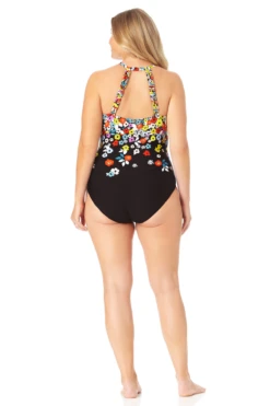 Anne Cole Plus - High Neck With Ruffle Straps One Piece Swimsuit -Chic Swimwear Shop 22PO06469 MULT 1135