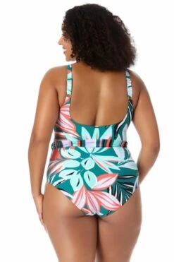 Anne Cole Plus - Ring Belt Scoop One Piece Swimsuit 10 Anne Cole Plus - Ring Belt Scoop One Piece Swimsuit -Chic Swimwear Shop 22PO06916 MULT