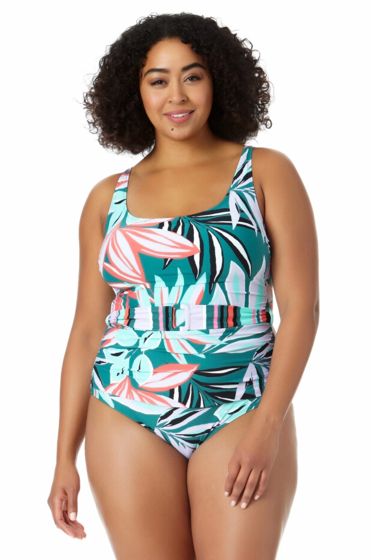 Anne Cole Plus - Ring Belt Scoop One Piece Swimsuit 3 Anne Cole Plus - Ring Belt Scoop One Piece Swimsuit
