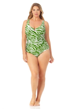 Anne Cole Plus - V Wire One Piece Swimsuit -Chic Swimwear Shop 22PO07064 GRWT 2064