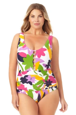 Anne Cole Plus - Center Front Cutout One Piece Swimsuit