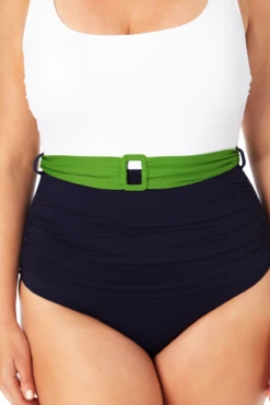 Anne Cole Plus - Belted Scoop Neck One Piece Swimsuit -Chic Swimwear Shop 22PO07701 NVCB 2018