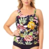 Anne Cole Plus - Assymetrical Ring Bandeau Tankini Swim Top 2 Anne Cole Plus - Assymetrical Ring Bandeau Tankini Swim Top -Chic Swimwear Shop 22PT22861 MYPB36001 MULT 1410 FRONT