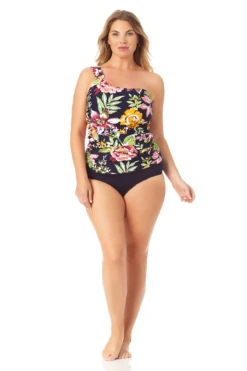 Anne Cole Plus - Assymetrical Ring Bandeau Tankini Swim Top -Chic Swimwear Shop 22PT22861 MYPB36001 MULT 1430