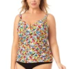 Anne Cole Plus - Twist Front Underwire Tankini Swim Top 1 Anne Cole Plus - Twist Front Underwire Tankini Swim Top -Chic Swimwear Shop 22PT23369 MYPB36001 MULT 1055 FRONT