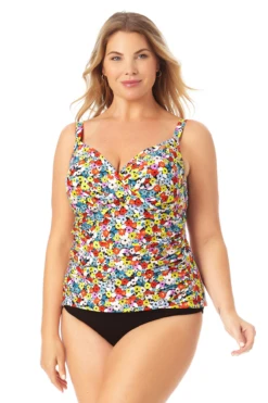 Anne Cole Plus - Twist Front Underwire Tankini Swim Top