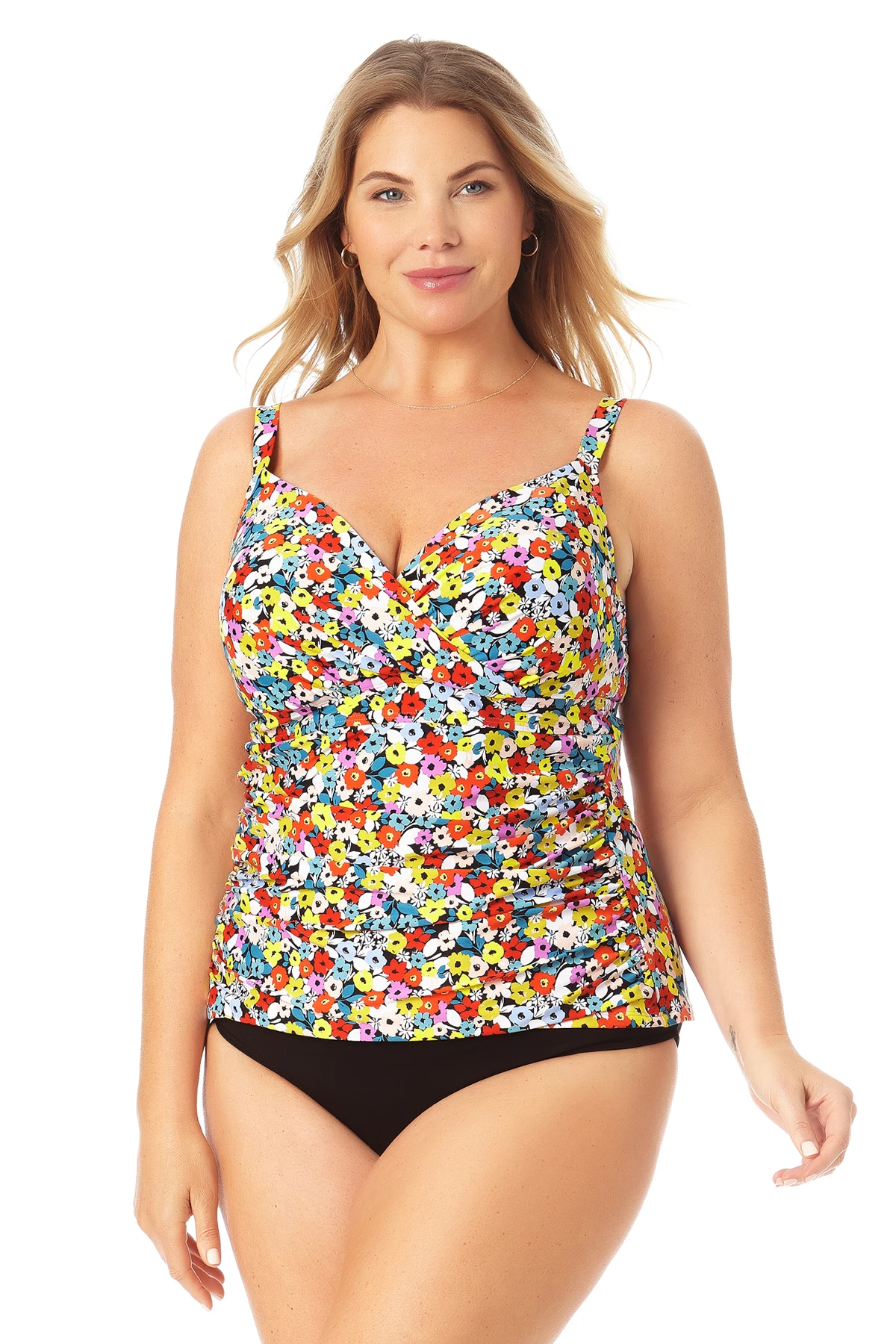 Anne Cole Plus - Twist Front Underwire Tankini Swim Top 3 Anne Cole Plus - Twist Front Underwire Tankini Swim Top