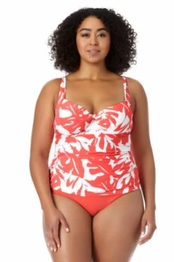 Anne Cole Plus - Retro Twist Front Underwire Tankini Swim Top