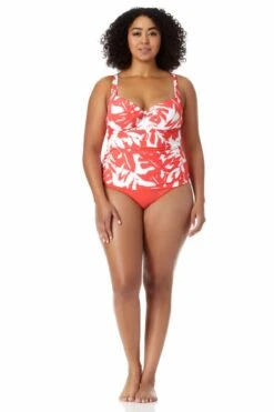 Anne Cole Plus - Retro Twist Front Underwire Tankini Swim Top -Chic Swimwear Shop 22PT23418 MYPB36001 COPT 115