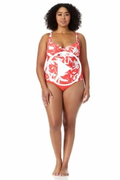 Anne Cole Plus - Retro Twist Front Underwire Tankini Swim Top -Chic Swimwear Shop 22PT23418 MYPB36001 COPT 115copy