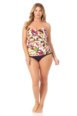 Anne Cole Plus - Twist Front Bandeaukini Swim Top 14 Anne Cole Plus - Twist Front Bandeaukini Swim Top -Chic Swimwear Shop 22PT25063 MYPB36001 MULT 2104