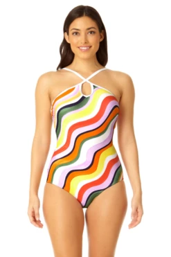Anne Cole - Women's Halter Keyhole One Piece Swimsuit