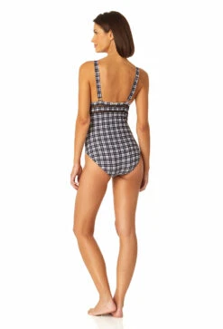 Anne Cole - Women's Trim Triangle One Piece Swimsuit -Chic Swimwear Shop 23MO02483 BKWH 1813