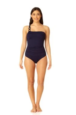 Anne Cole - Ring Strap Asymmetric One Piece Swimsuit -Chic Swimwear Shop 23MO02701 NAVY 930 3