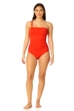 Anne Cole - Ring Strap Asymmetric One Piece Swimsuit -Chic Swimwear Shop 23MO02701 SPCE 993 3