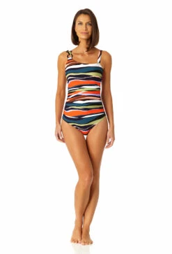 Anne Cole - Women's Ring Strap Asymmetric One Piece Swimsuit -Chic Swimwear Shop 23MO02785 MULT 1270