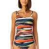 Anne Cole - Women's Ring Strap Asymmetric One Piece Swimsuit 1 Anne Cole - Women's Ring Strap Asymmetric One Piece Swimsuit -Chic Swimwear Shop 23MO02785 MULT 1270 FRONT