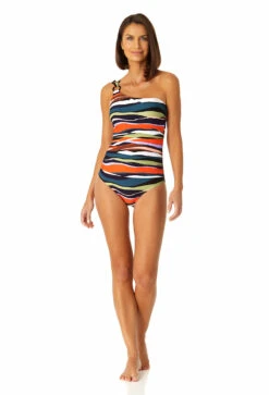Anne Cole - Women's Ring Strap Asymmetric One Piece Swimsuit -Chic Swimwear Shop 23MO02785 MULT 1278