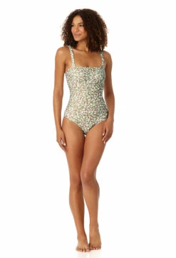 Anne Cole - Women's Center Cinch Shirred Bandeau One Piece Swimsuit -Chic Swimwear Shop 23MO02959 MULT 0087