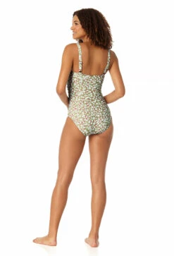 Anne Cole - Women's Center Cinch Shirred Bandeau One Piece Swimsuit -Chic Swimwear Shop 23MO02959 MULT 0104