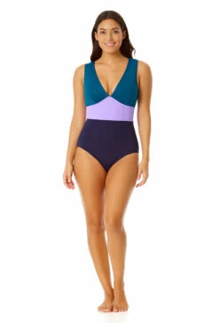 Anne Cole - Women's Plunge Zip Back One Piece Swimsuit -Chic Swimwear Shop 23MO03101 BLCO 1528