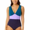 Anne Cole - Women's Plunge Zip Back One Piece Swimsuit -Chic Swimwear Shop 23MO03101 BLCO 1528 FRONT