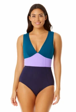 Anne Cole - Women's Plunge Zip Back One Piece Swimsuit