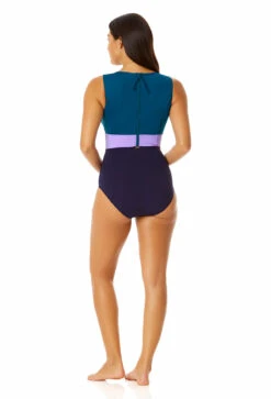 Anne Cole - Women's Plunge Zip Back One Piece Swimsuit -Chic Swimwear Shop 23MO03101 BLCO 1549