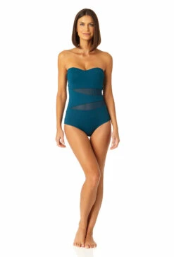 Anne Cole - Women's Mesh Strapless One Piece Swimsuit -Chic Swimwear Shop 23MO03301 DSBL 0788