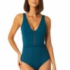 Anne Cole - Women's Mesh One Piece Swimsuit 1 Anne Cole - Women's Mesh One Piece Swimsuit -Chic Swimwear Shop 23MO03501 DSBL 0864 FRONT