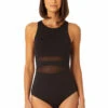 Anne Cole - Women's Mesh High Neck One Piece Swimsuit 1 Anne Cole - Women's Mesh High Neck One Piece Swimsuit -Chic Swimwear Shop 23MO03601 BLK 1003 FRONT