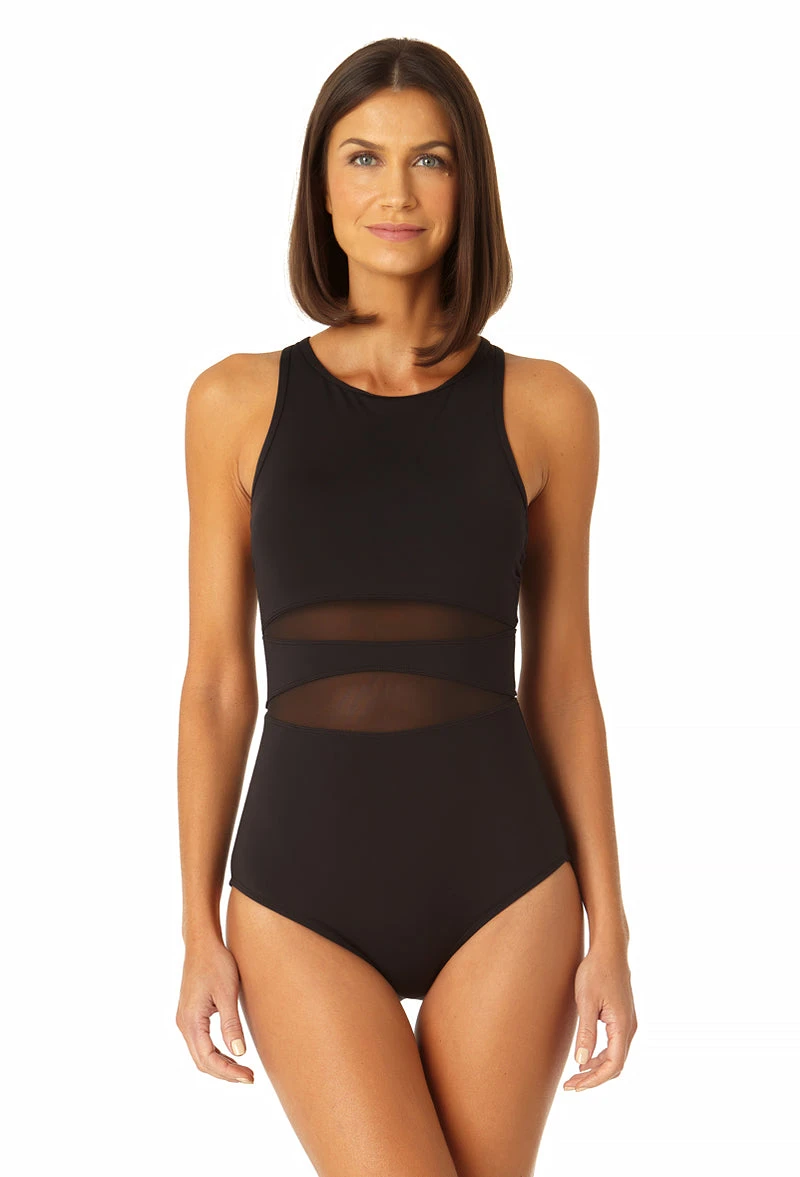 Anne Cole - Women's Mesh High Neck One Piece Swimsuit 3 Anne Cole - Women's Mesh High Neck One Piece Swimsuit