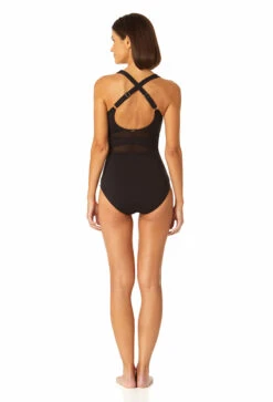Anne Cole - Women's Mesh High Neck One Piece Swimsuit 11 Anne Cole - Women's Mesh High Neck One Piece Swimsuit -Chic Swimwear Shop 23MO03601 BLK 1031