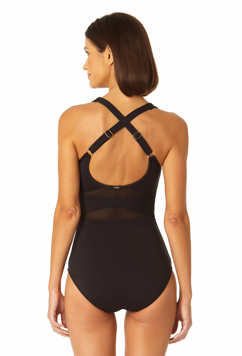 Anne Cole - Women's Mesh High Neck One Piece Swimsuit 4 Anne Cole - Women's Mesh High Neck One Piece Swimsuit - Image 2