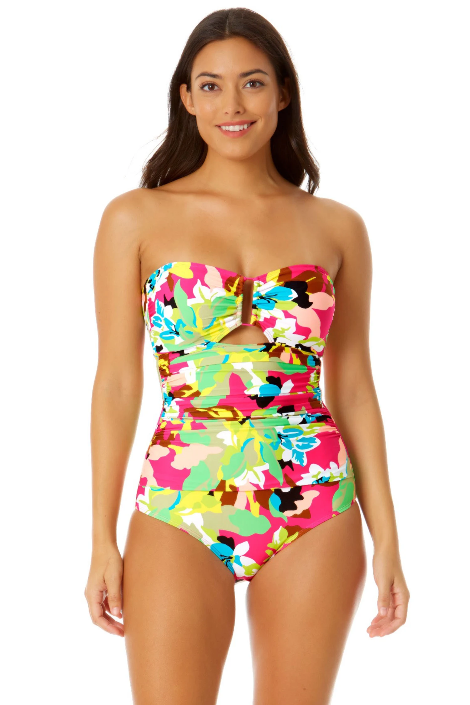 Anne Cole - Women's Strapless Bandeau Keyhole Shirred One Piece Swimsuit 3 Anne Cole - Women's Strapless Bandeau Keyhole Shirred One Piece Swimsuit