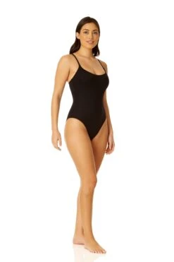 Anne Cole - Vintage High Leg Maillot One Piece -Chic Swimwear Shop 23MO03801 BLK