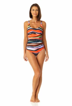 Anne Cole - Women's Scoop Neck Shirred One Piece Swimsuit -Chic Swimwear Shop 23MO05385 MULT 1415